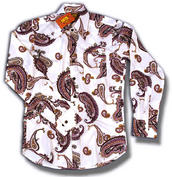View Item Chenaski Ltd Ed Big Paisley Print Shirt Cream Purple 